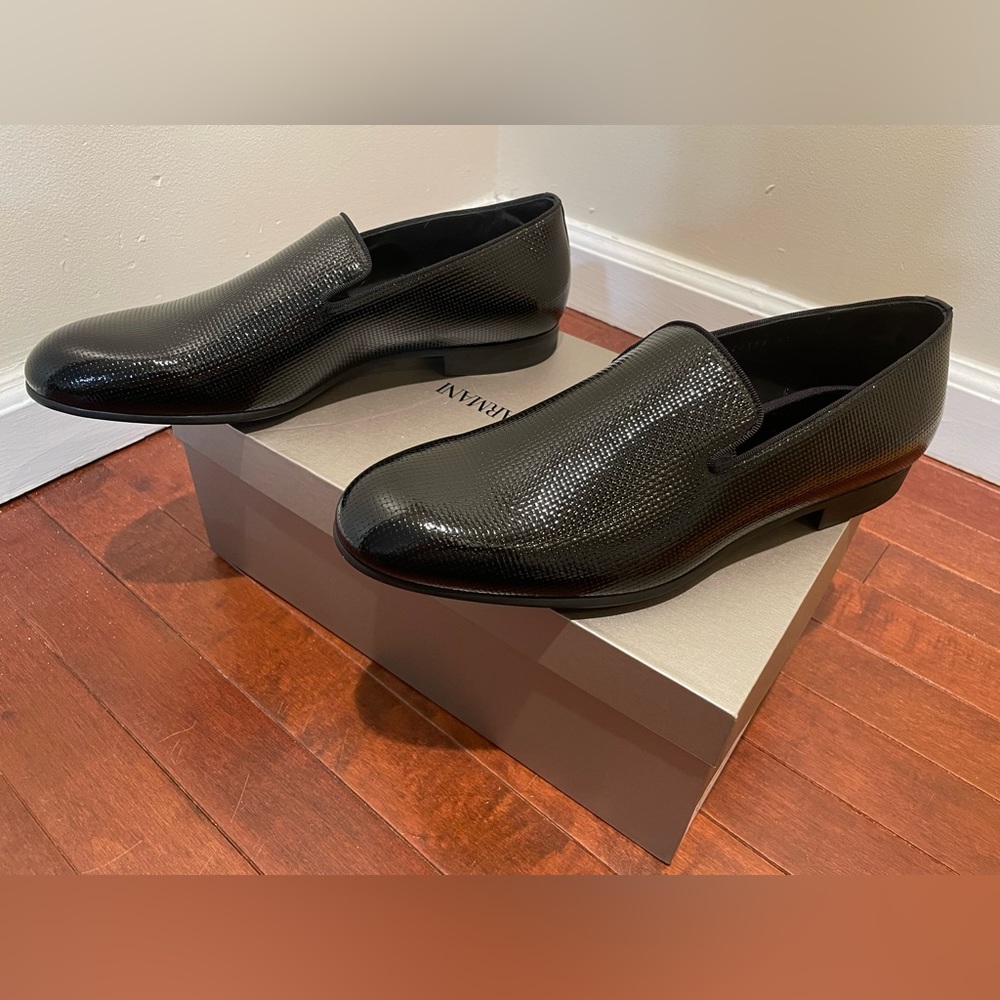 NWT Giorgio Armani Smoking Slippers- Black